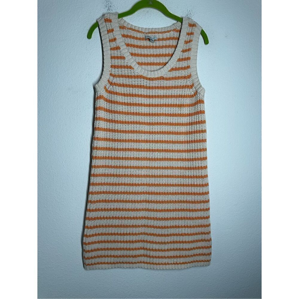 AMERICAN EAGLE DRESS WOMEN'S SIZE M STRIPED ORANGE BEIGE SLEEVELESS COTTON EUC